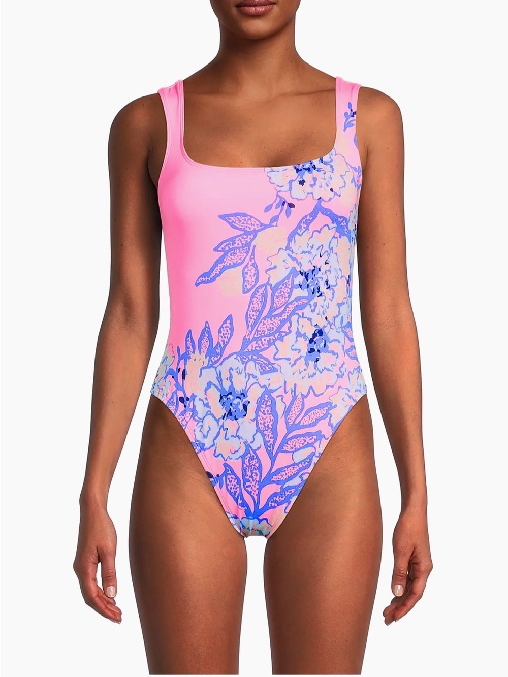 Lilly Pulitzer Size 14 Cashel One-Piece Swimsuit Pink Floral with back bow